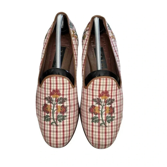 ZALO Women's Needlepoint Flowers Leather Flats Loafers Slip On Shoes Size 10 - Picture 2 of 7